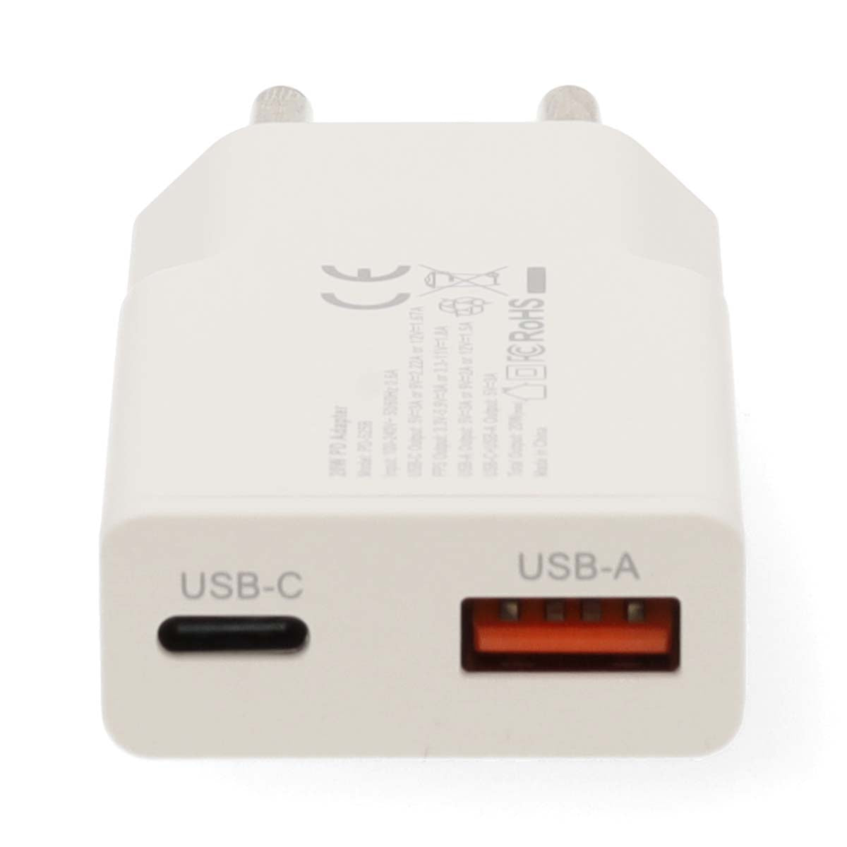 Netzladegerät | 30 W | GaN | PD3.0 30W | Schnellladefunktion | 1.5 / 2.0 / 2.5 / 3.0 A | Anzahl der Ausgänge: 2 | USB-A / USB-C™ | Automatische Spannungswahl | Weiss