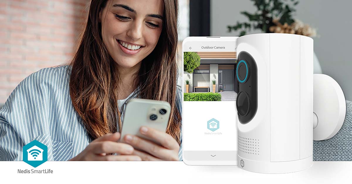 SmartLife Außenkamera | Wi-Fi | Spotlight | 3MP Full HD 1296p | IP65 | Max. Batterie-Lebensdauer: 6 Monate | Cloud Storage (optional) / microSD (not enthalten) | 5 V DC | mit Bewegungssensor | Nachtsicht | Weiss
