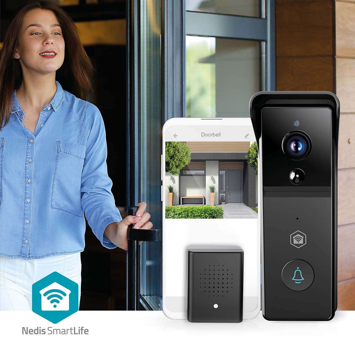 SmartLife Video-Türsprechanlage | Wi-Fi | Batteriebetrieben | 3MP Full HD 1296p | Cloud Storage (optional) / microSD (not enthalten) | IP44 | mit Bewegungssensor | Nachtsicht | Schwarz