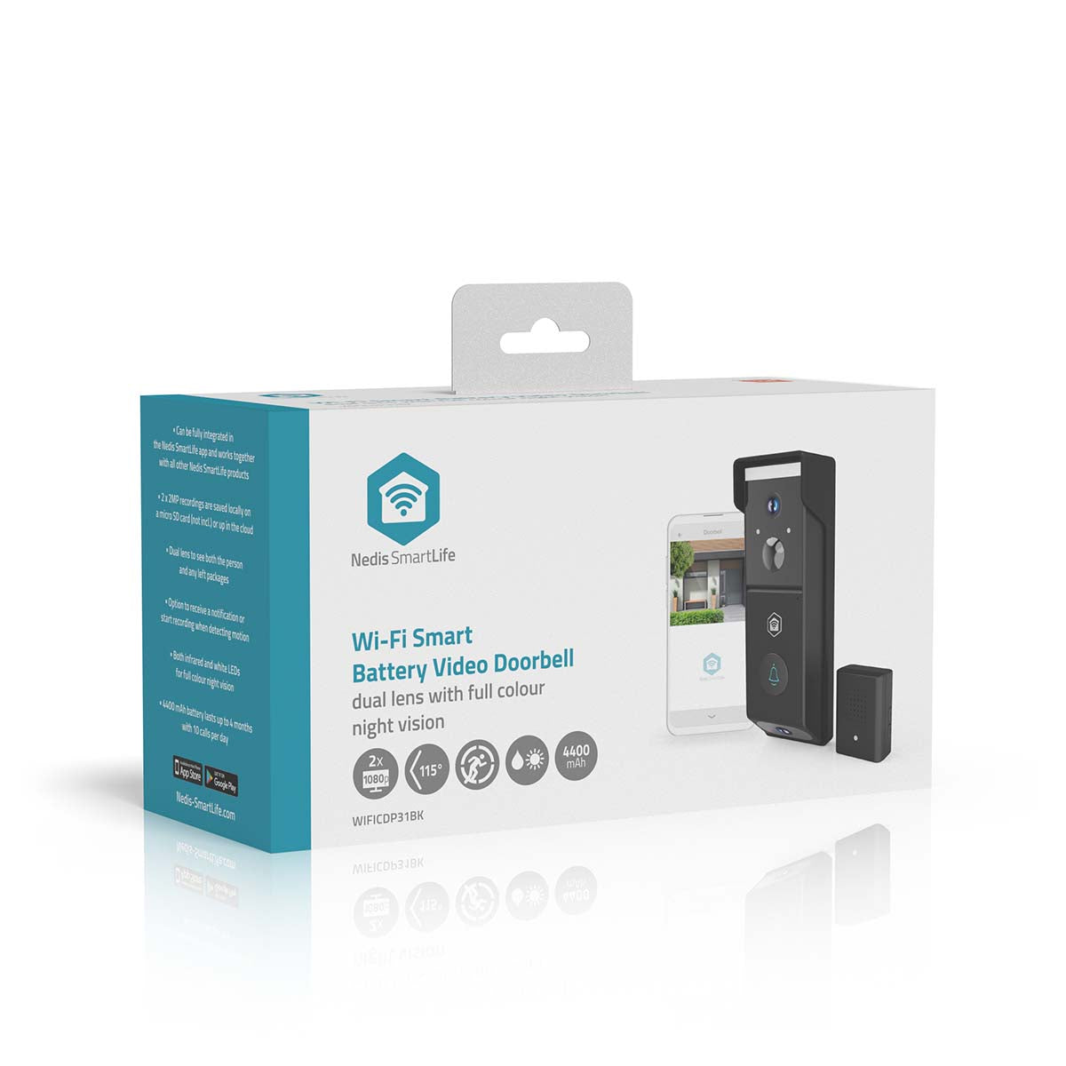 SmartLife Video-Türsprechanlage | Wi-Fi | Batteriebetrieben | Full HD 1080p | Cloud Storage (optional) / microSD (not enthalten) | IP54 | mit Bewegungssensor | Nachtsicht | Schwarz