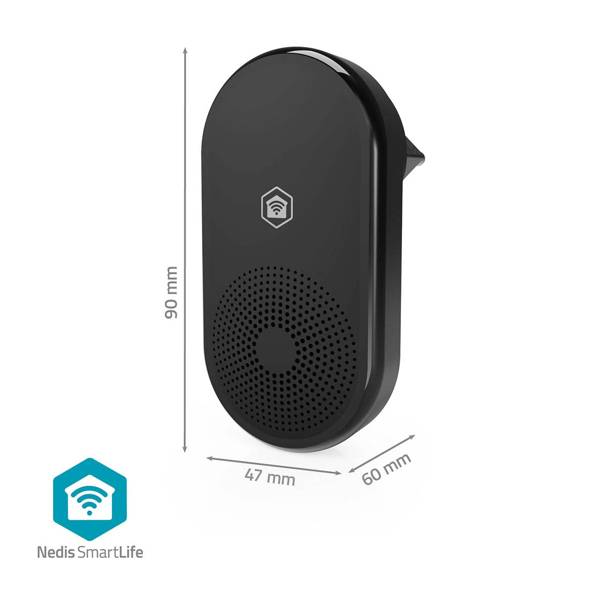 SmartLife Gong | 433 MHz | Zubehör für: WIFICDP11BK / WIFICDP21BK / WIFICDP31BK | Netzstromversorgung | 55 Klänge | 110 - 240 V AC 50/60 Hz | Verstellbares Volumen | Schwarz