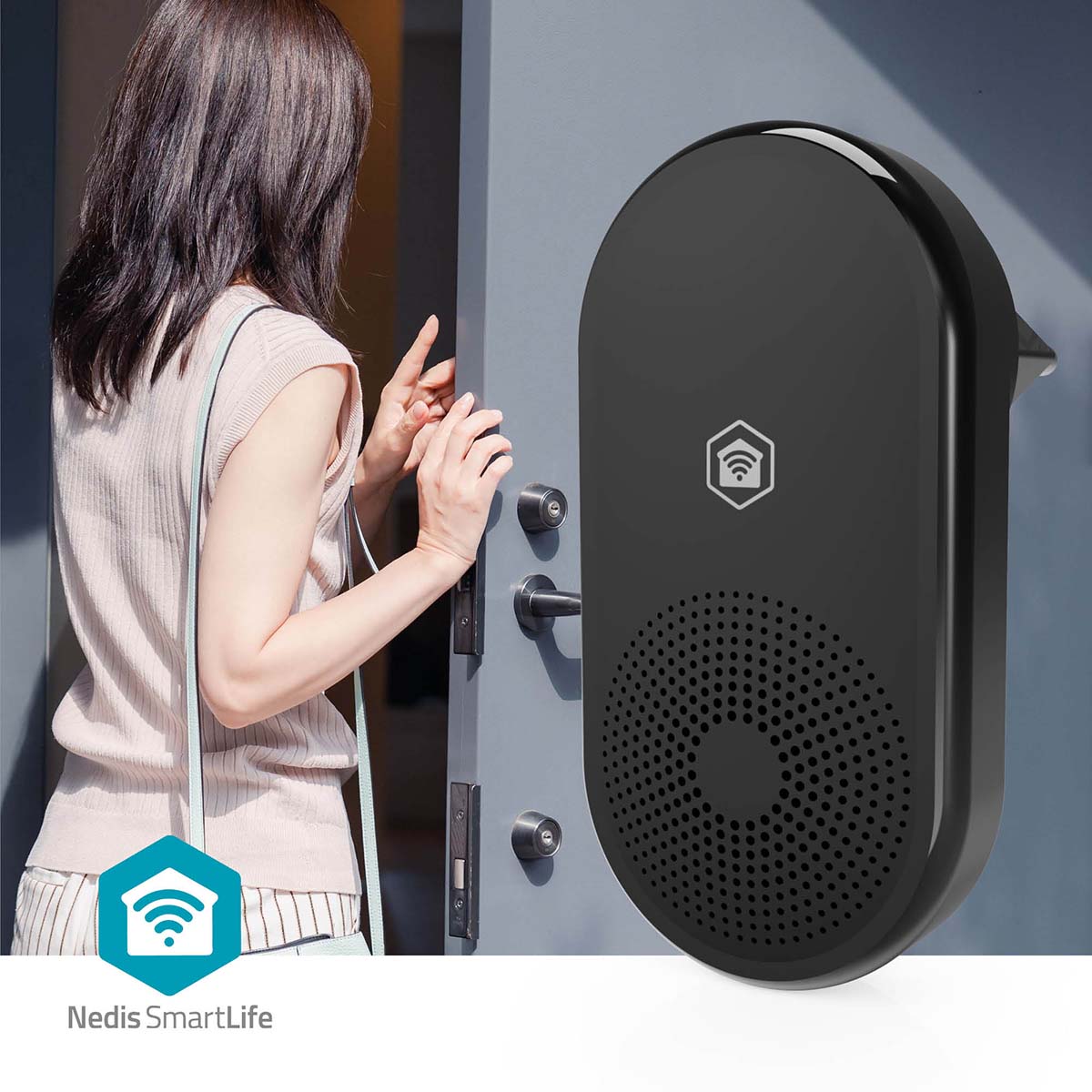 SmartLife Gong | 433 MHz | Zubehör für: WIFICDP11BK / WIFICDP21BK / WIFICDP31BK | Netzstromversorgung | 55 Klänge | 110 - 240 V AC 50/60 Hz | Verstellbares Volumen | Schwarz