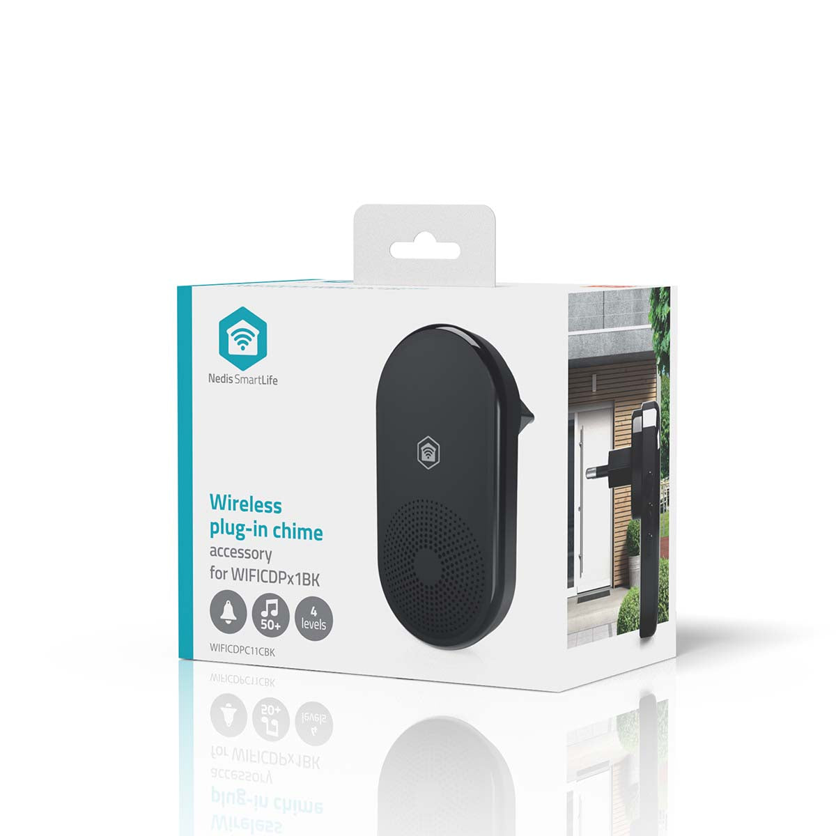 SmartLife Gong | 433 MHz | Zubehör für: WIFICDP11BK / WIFICDP21BK / WIFICDP31BK | Netzstromversorgung | 55 Klänge | 110 - 240 V AC 50/60 Hz | Verstellbares Volumen | Schwarz
