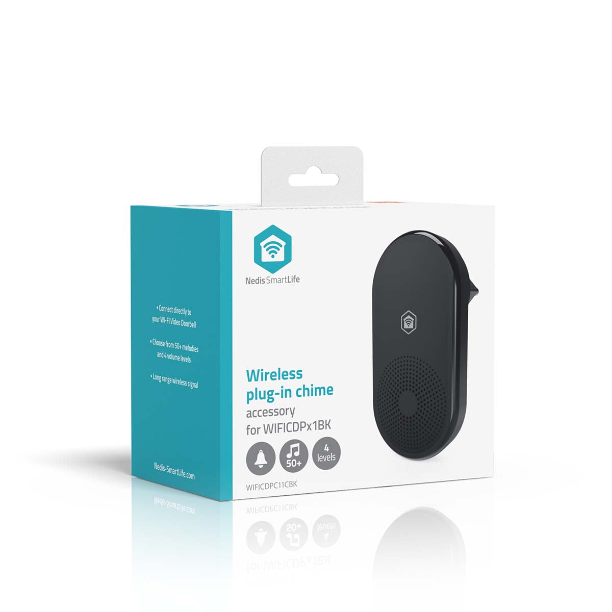 SmartLife Gong | 433 MHz | Zubehör für: WIFICDP11BK / WIFICDP21BK / WIFICDP31BK | Netzstromversorgung | 55 Klänge | 110 - 240 V AC 50/60 Hz | Verstellbares Volumen | Schwarz