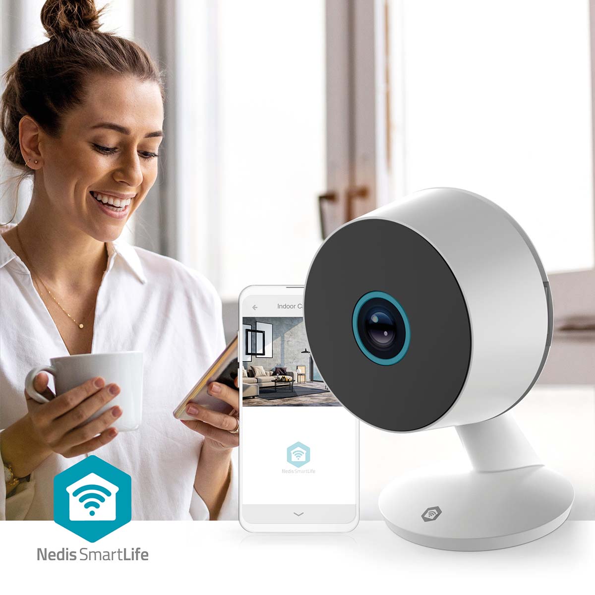 SmartLife Innenkamera | Wi-Fi | 3MP Full HD 1296p | Cloud Storage (optional) / microSD (not enthalten) / Onvif | mit Bewegungssensor | Nachtsicht | Weiss