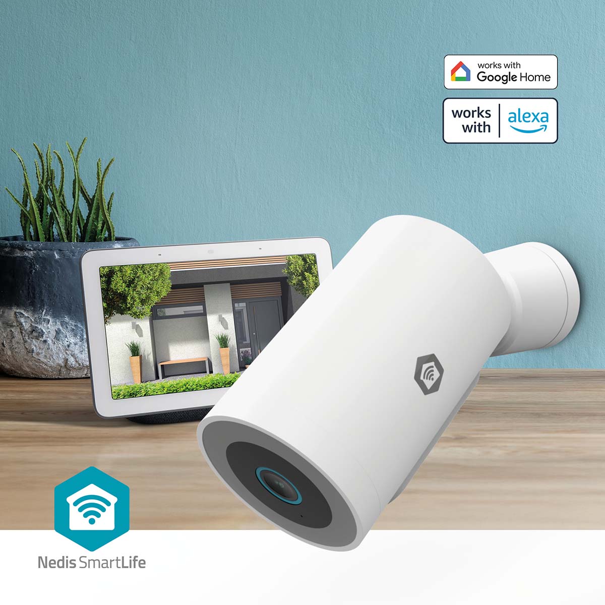 SmartLife Außenkamera | Wi-Fi | Spotlight | 3MP Full HD 1296p | IP65 | Cloud Storage (optional) / microSD (not enthalten) / Onvif | 5 V DC | mit Bewegungssensor | Nachtsicht | Weiss