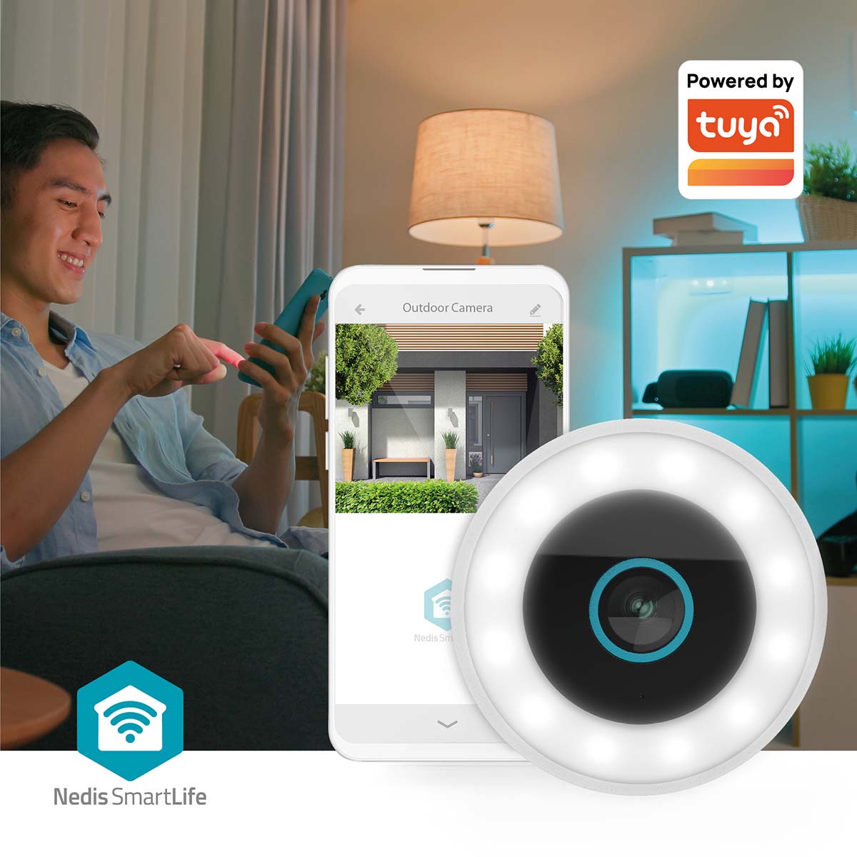 SmartLife Außenkamera | Wi-Fi | Spotlight | 3MP Full HD 1296p | IP65 | Cloud Storage (optional) / microSD (not enthalten) / Onvif | 5 V DC | mit Bewegungssensor | Nachtsicht | Weiss