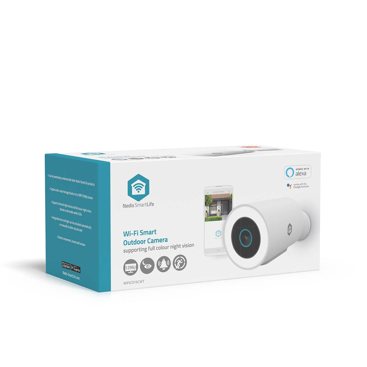 SmartLife Außenkamera | Wi-Fi | Spotlight | 3MP Full HD 1296p | IP65 | Cloud Storage (optional) / microSD (not enthalten) / Onvif | 5 V DC | mit Bewegungssensor | Nachtsicht | Weiss