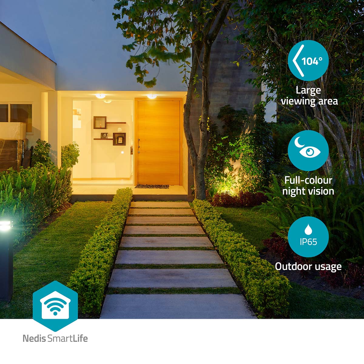 SmartLife Außenkamera | Wi-Fi | Spotlight | 3MP Full HD 1296p | Pan tilt | IP65 | Cloud Storage (optional) / microSD (not enthalten) / Onvif | 5 V DC | mit Bewegungssensor | Nachtsicht | Weiss