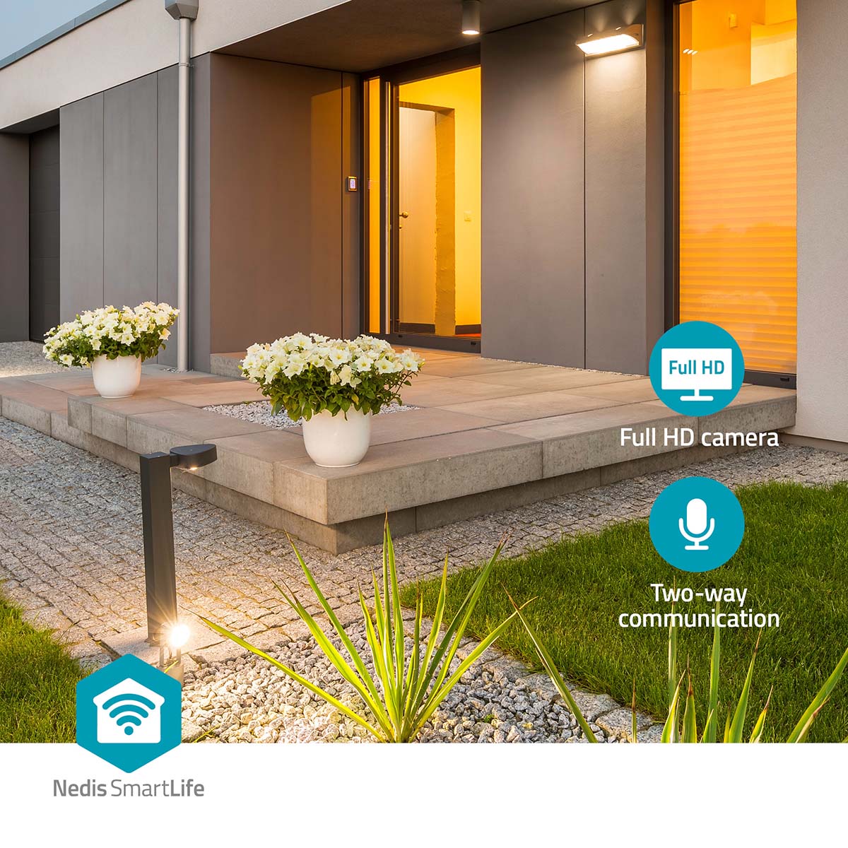 SmartLife Außenkamera | Wi-Fi | Spotlight | 3MP Full HD 1296p | Pan tilt | IP65 | Cloud Storage (optional) / microSD (not enthalten) / Onvif | 5 V DC | mit Bewegungssensor | Nachtsicht | Weiss