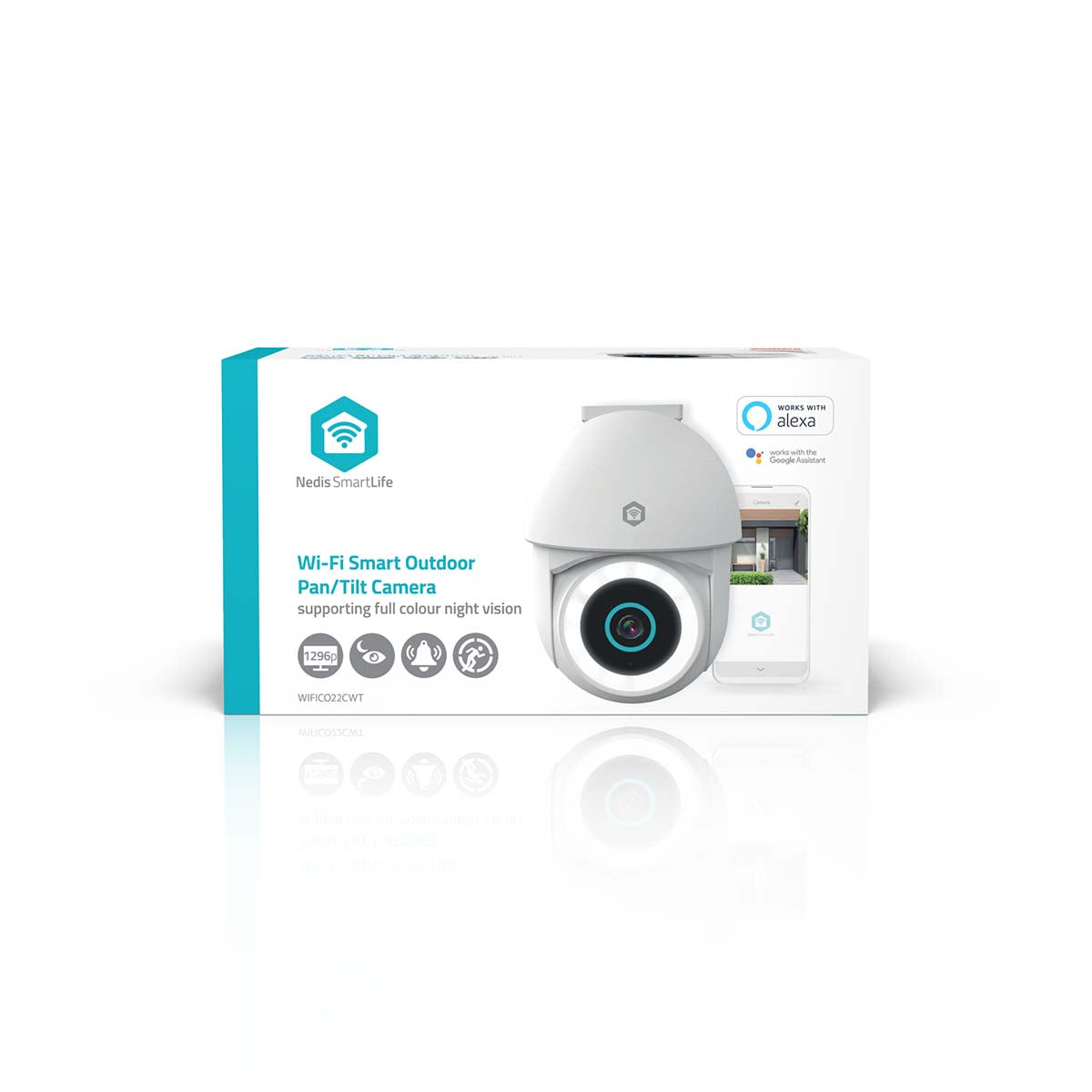 SmartLife Außenkamera | Wi-Fi | Spotlight | 3MP Full HD 1296p | Pan tilt | IP65 | Cloud Storage (optional) / microSD (not enthalten) / Onvif | 5 V DC | mit Bewegungssensor | Nachtsicht | Weiss