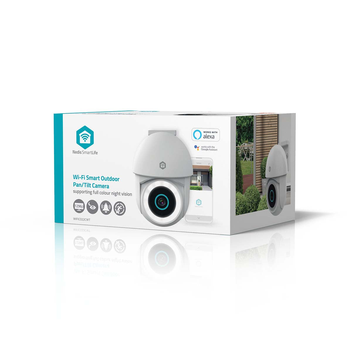 SmartLife Außenkamera | Wi-Fi | Spotlight | 3MP Full HD 1296p | Pan tilt | IP65 | Cloud Storage (optional) / microSD (not enthalten) / Onvif | 5 V DC | mit Bewegungssensor | Nachtsicht | Weiss