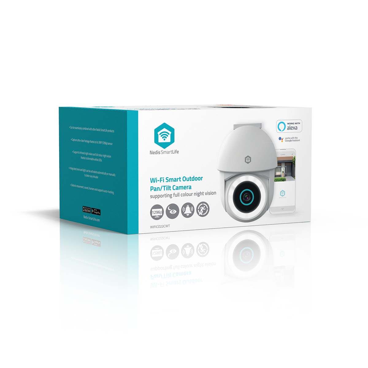 SmartLife Außenkamera | Wi-Fi | Spotlight | 3MP Full HD 1296p | Pan tilt | IP65 | Cloud Storage (optional) / microSD (not enthalten) / Onvif | 5 V DC | mit Bewegungssensor | Nachtsicht | Weiss