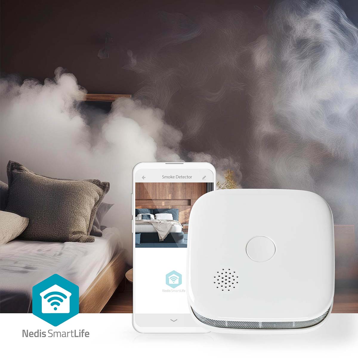 SmartLife Rauchmelder | Wi-Fi | Batteriebetrieben | Sensorlebensdauer: 10 Jahre | EN 14604 | Max. Batterie-Lebensdauer: 24 Monate | 85 dB | Weiss | 1 Stück