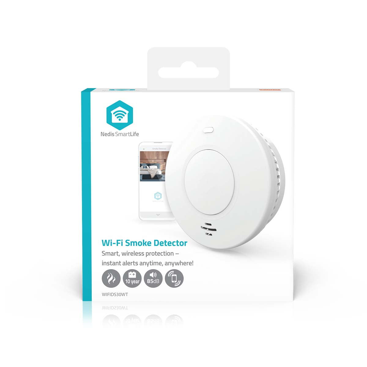 SmartLife Rauchmelder | Wi-Fi | Batteriebetrieben | Sensorlebensdauer: 10 Jahre | EN 14604 | Max. Batterie-Lebensdauer: 120 Monate | 85 dB | Weiss | 1 Stück