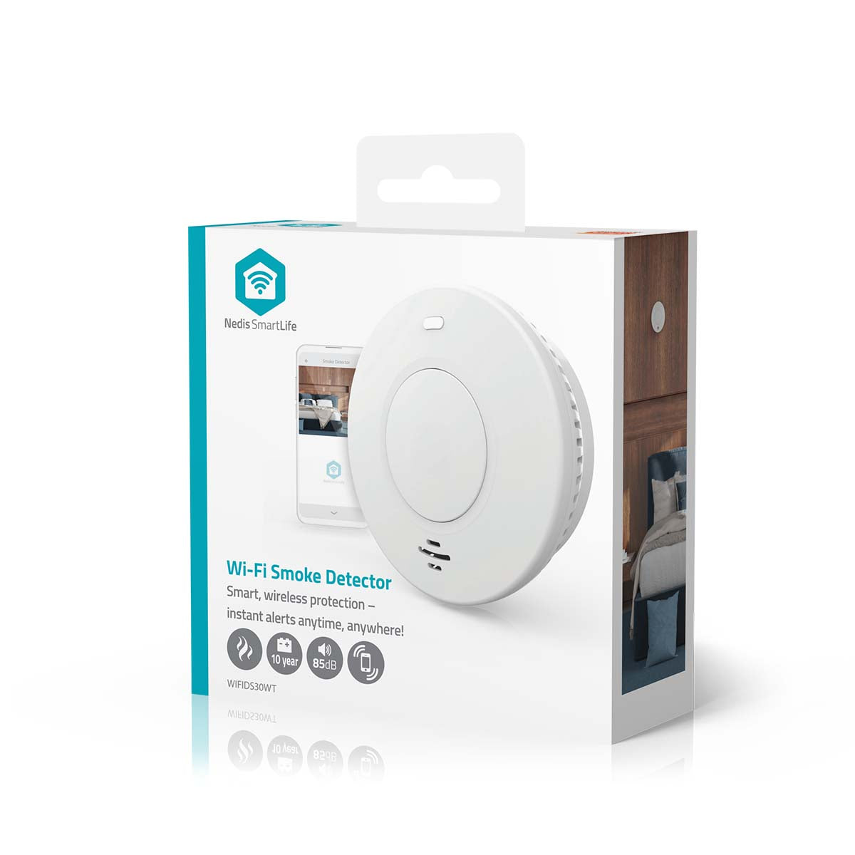 SmartLife Rauchmelder | Wi-Fi | Batteriebetrieben | Sensorlebensdauer: 10 Jahre | EN 14604 | Max. Batterie-Lebensdauer: 120 Monate | 85 dB | Weiss | 1 Stück