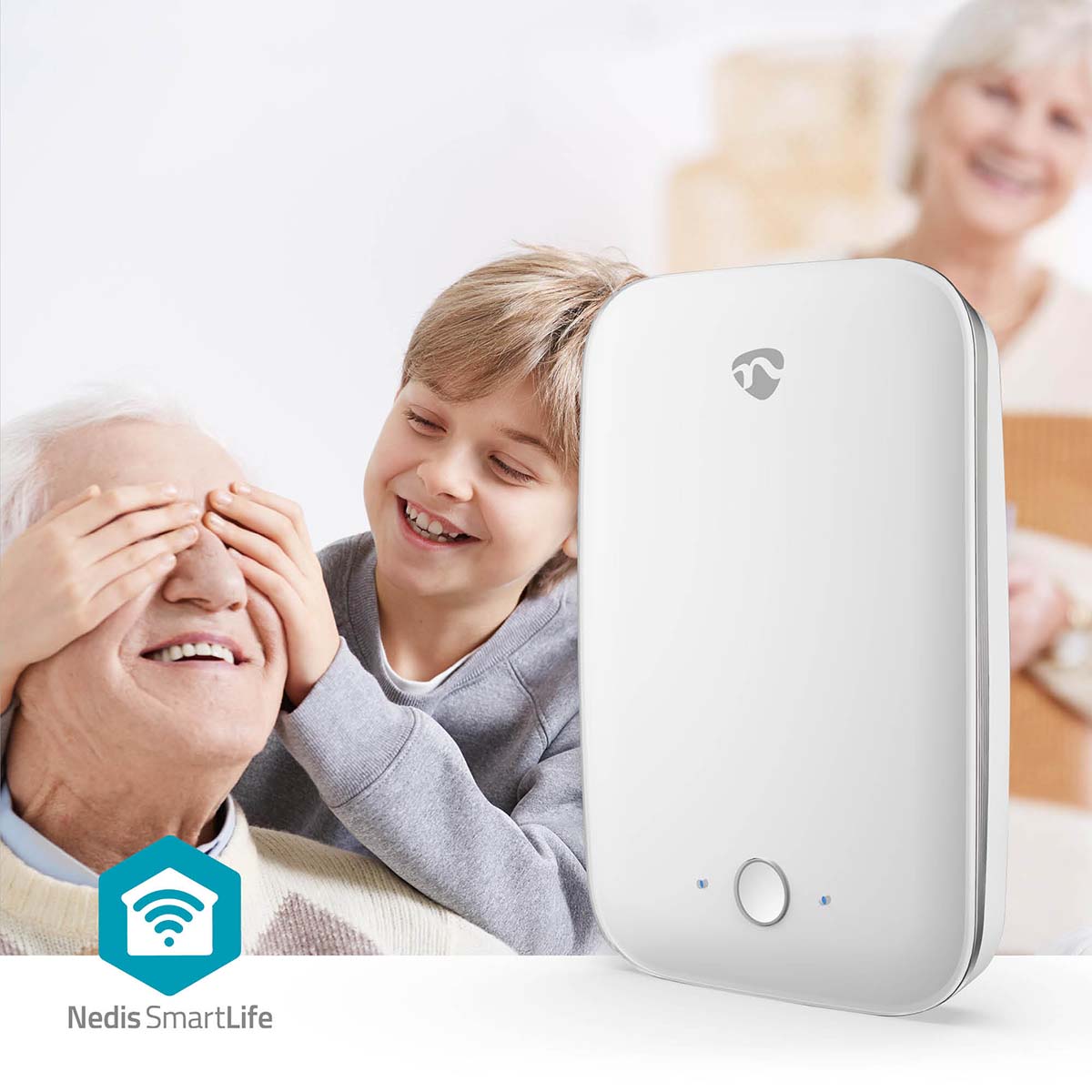 Sturzmelder | Wi-Fi | Erfassungsbereich: 7 m | Effektives Sichtfeld (horizontal): ±45° | Effektives Sichtfeld (vertikal): ±45° | IP54 | Weiss