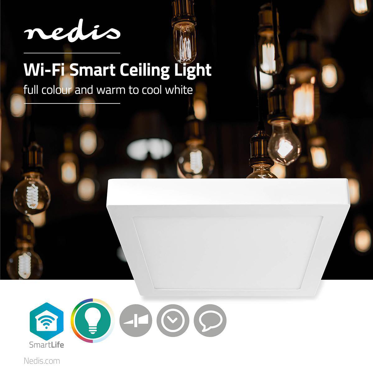 SmartLife Deckenleuchte | Wi-Fi | Kaltweiss / RGB / Warmweiss | Quadratisch | 1400 lm | 2700 - 6500 K | IP20 | Energieklasse: G | Android™ / IOS