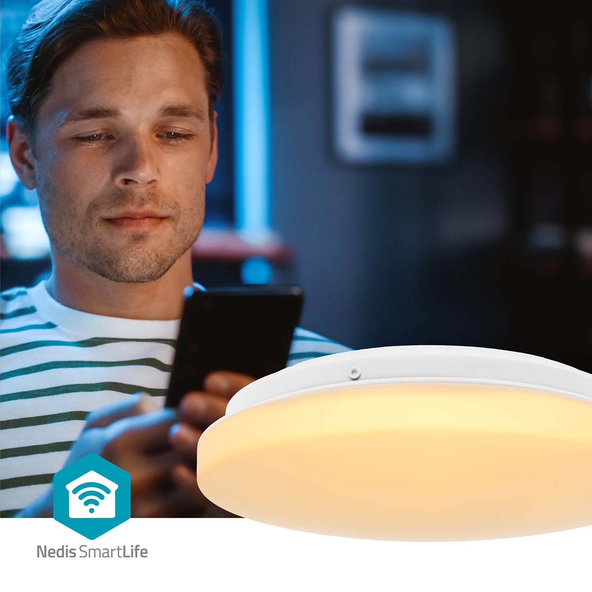 SmartLife Deckenleuchte | Wi-Fi | RGB / Warm bis kühlen weiß | Rund | Durchmesser: 260 mm | 1820 lm | 2700 - 6500 K | IP44 | Energieklasse: F | Android™ / IOS