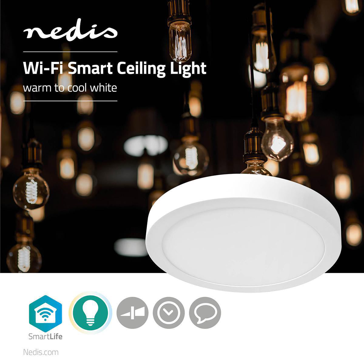 SmartLife Deckenleuchte | Wi-Fi | Kaltweiss / Warmweiss | Rund | Durchmesser: 300 mm | 1200 lm | 2700 - 6500 K | IP20 | Energieklasse: G | Android™ / IOS