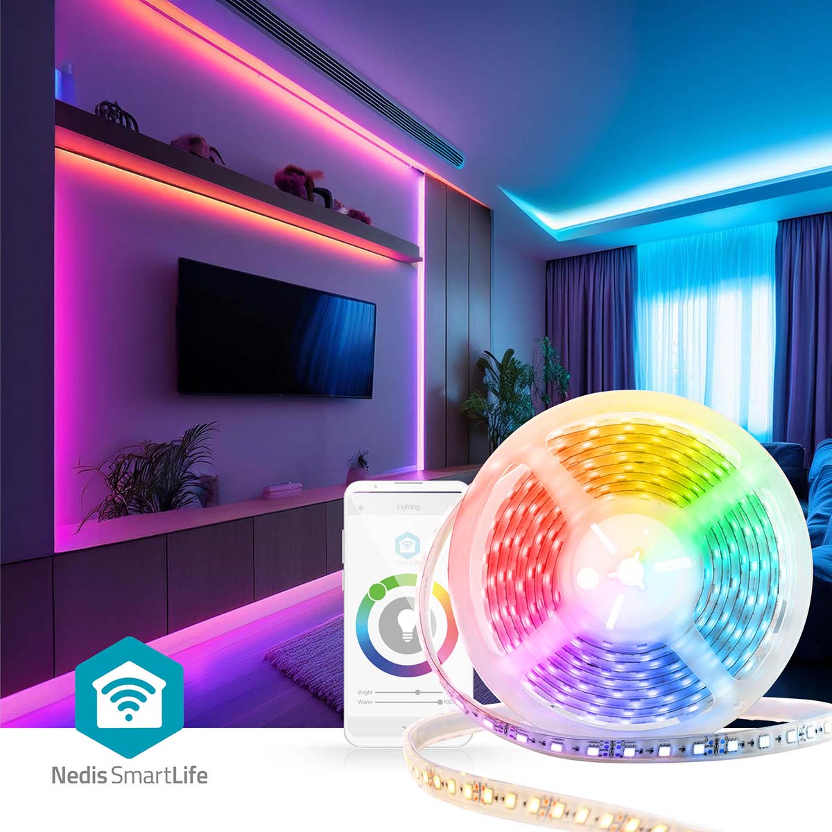 SmartLife LED-Streifen | Wi-Fi | Kaltweiss / RGB / Warmweiss | SMD | 5.00 m | IP21 | 2700 - 6500 K | 960 lm | Android™ / IOS