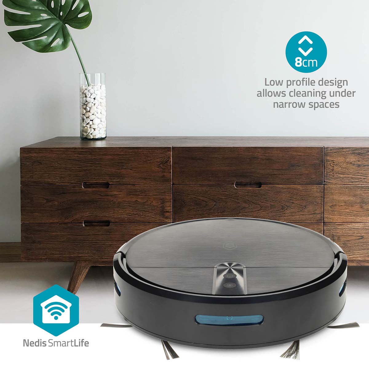 SmartLife Roboter-Staubsauger | Random | Wi-Fi | Kapazität Auffangbehälter: 0.6 l | Automatisches Laden | Maximale Betriebszeit: 2 Std | Schwarz | Android™ / IOS