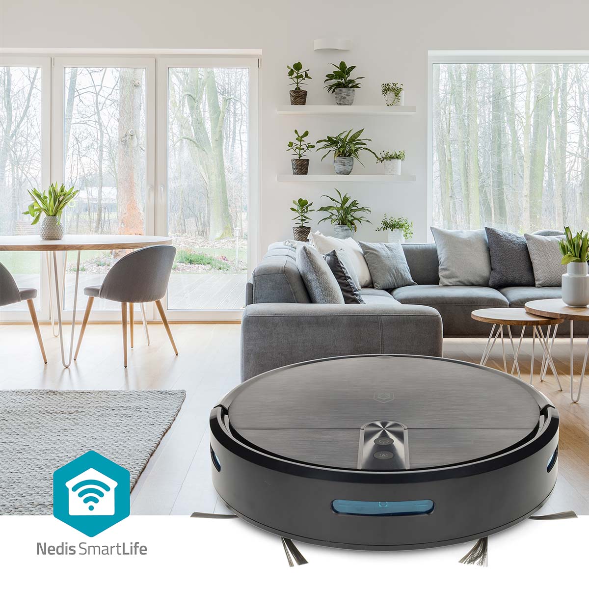 SmartLife Roboter-Staubsauger | Random | Wi-Fi | Kapazität Auffangbehälter: 0.6 l | Automatisches Laden | Maximale Betriebszeit: 2 Std | Schwarz | Android™ / IOS
