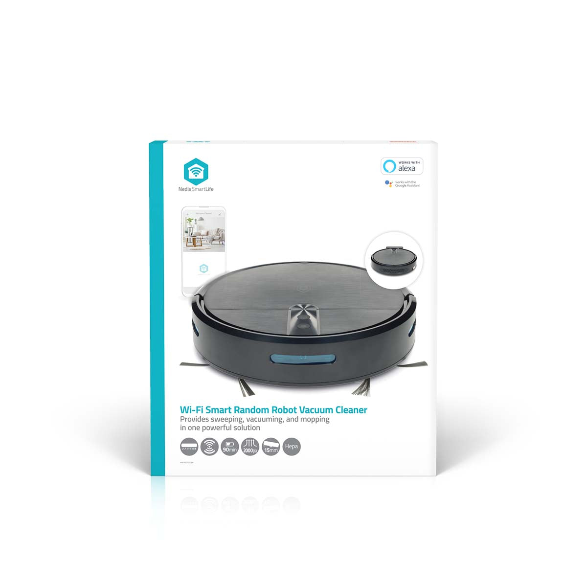 SmartLife Roboter-Staubsauger | Random | Wi-Fi | Kapazität Auffangbehälter: 0.6 l | Automatisches Laden | Maximale Betriebszeit: 2 Std | Schwarz | Android™ / IOS