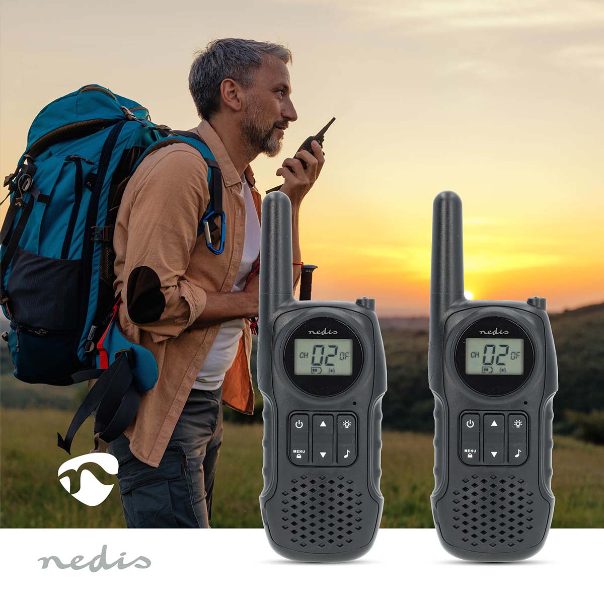 Walkie-Talkie-Set | 2 Hörer | Bis zu 10 km | Frequenzkanäle: 8 | PTT / VOX | Bis zu 3 Hours | Kopfhörerausgang | Schwarz