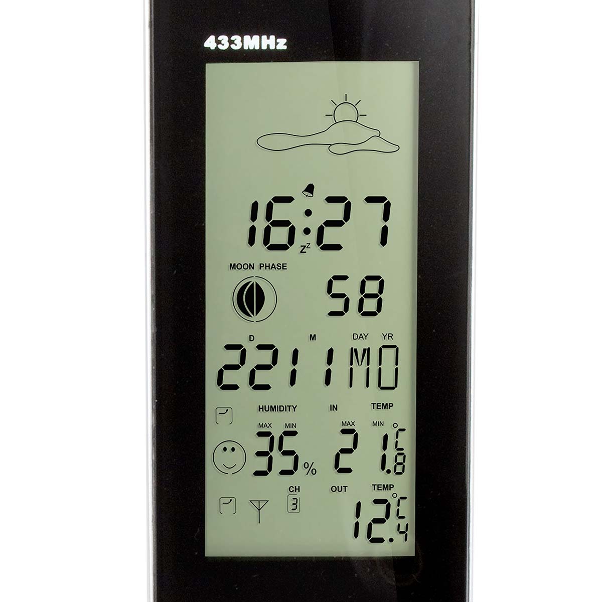 Wetterstation mit Funksensor Schwarz / Silber