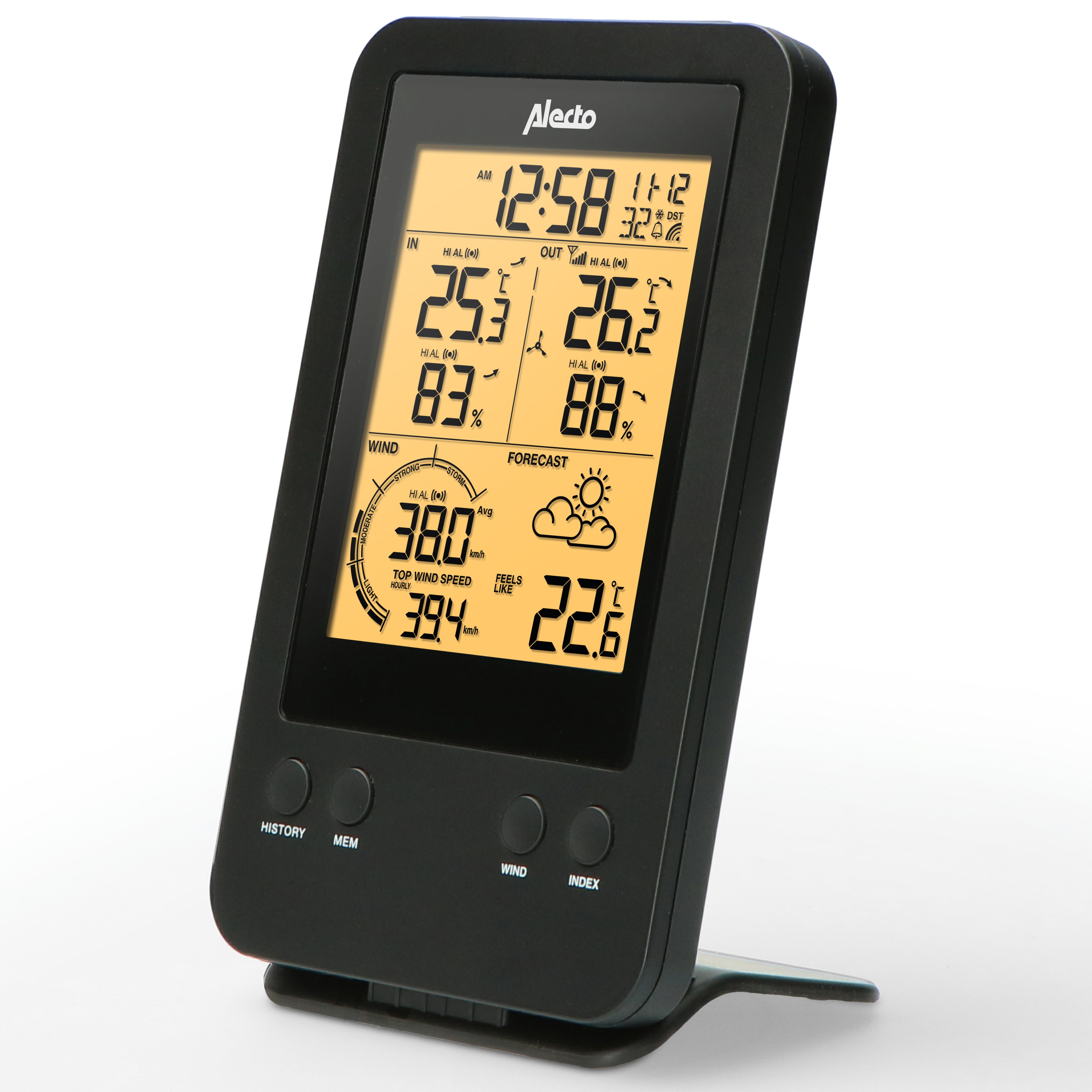 Professionelle Wetterstation mit Funksensor Schwarz