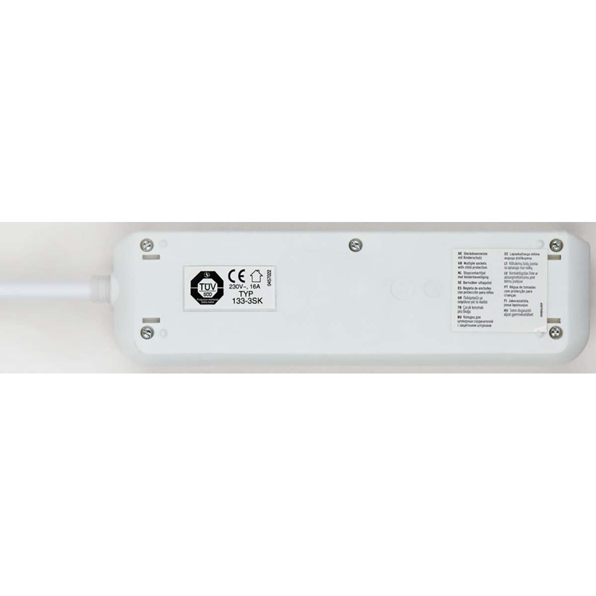 Eco-Line 3-fach Steckdosenleiste (Steckdosenblock mit erhöhtem Berührungsschutz, Schalter, 1,50 m Kabel) Weiß TYPE F
