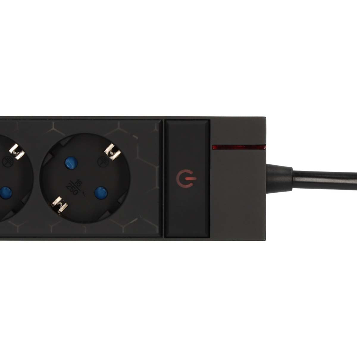Gaming Steckdose GSL 05 5-fach mit 2 USB Ladefunktionen 1,5m H05VV-F3G1.5 TYPE F