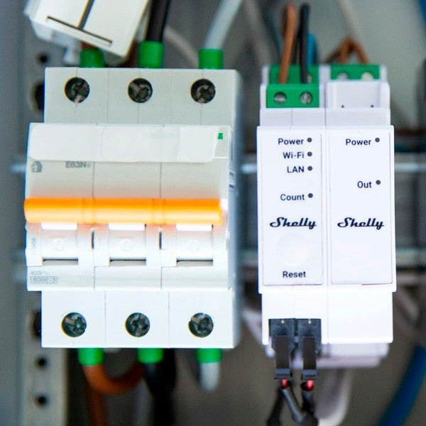 Shelly Relais "Pro 3EM 400A" WLAN LAN Stromzähler Inkl. 3 400A Klemmen Messfunktion BT DIN-Rail