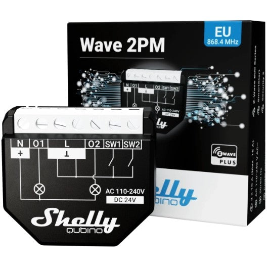 Shelly Relais "Wave 2PM" max. 16A 2 Kanäle Unterputz Messfunktion