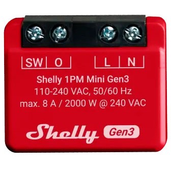 Shelly Relais "1PM Mini Gen. 3" WLAN BT Messfunktion max 8A 1 Kanal Unterputz