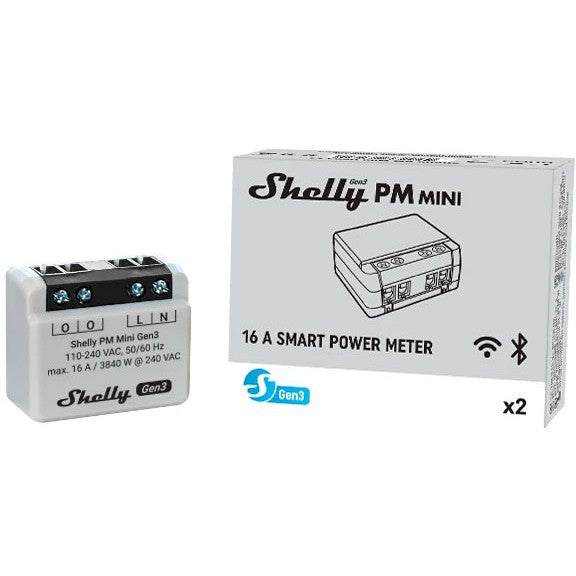 Shelly Relais "PM Mini Gen. 3" WLAN BT Unterputz