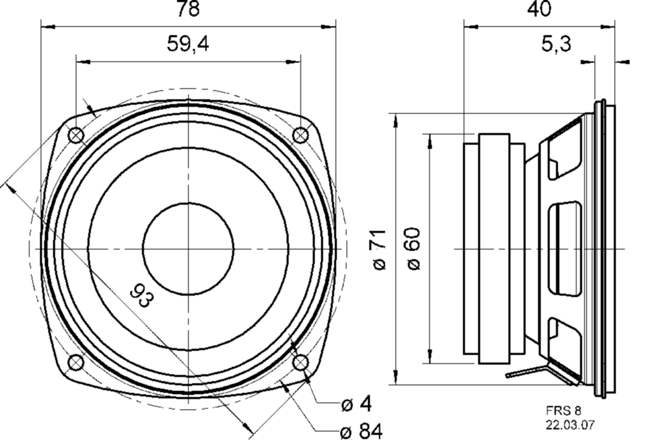 FRS 8 - 4 Ohm - 8 cm (3,3") HiFi-Breitbandlautsprecher