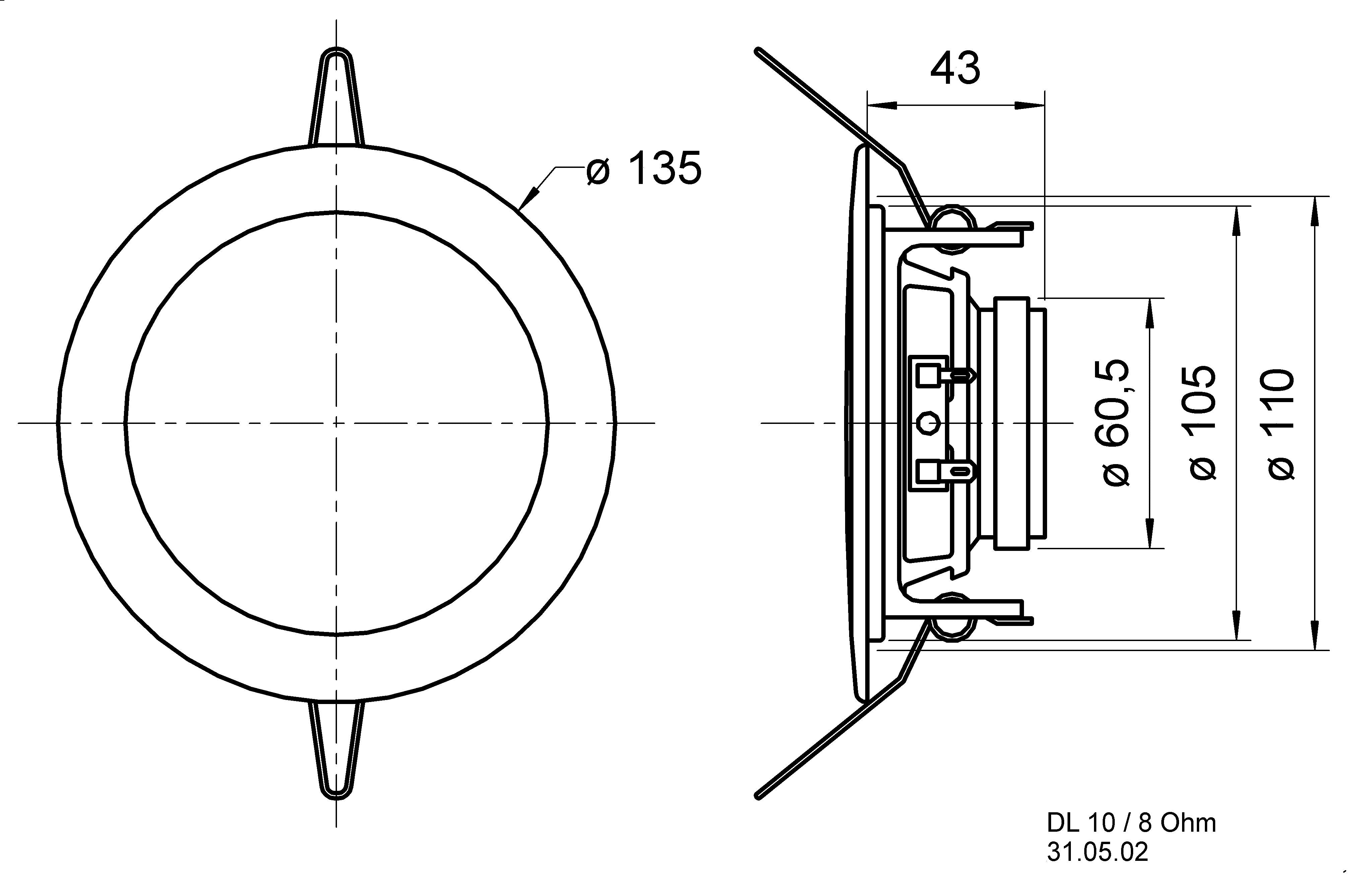 DL 10 - 8 Ohm - 10 cm (4") Deckenlautsprecher