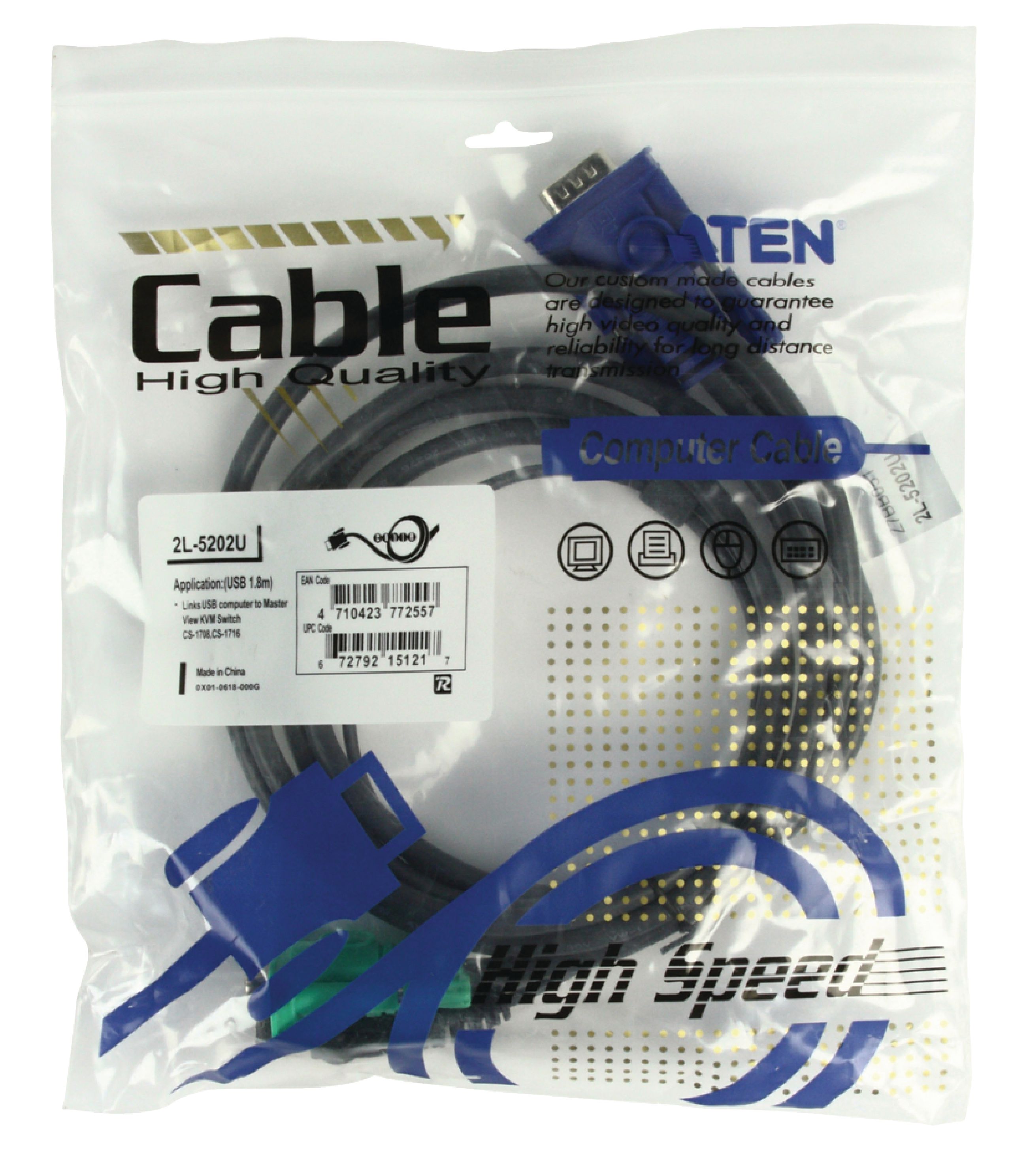 USB-KVM-Kabel mit 3-in-1-SPHD, 1,8 m