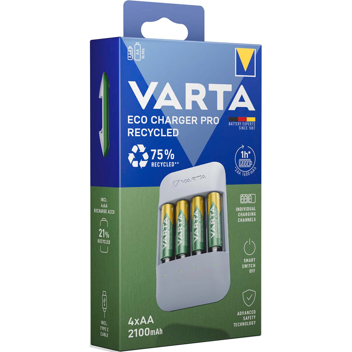 Eco Charger Pro inkl. 4x Recycled AA 2100mAh