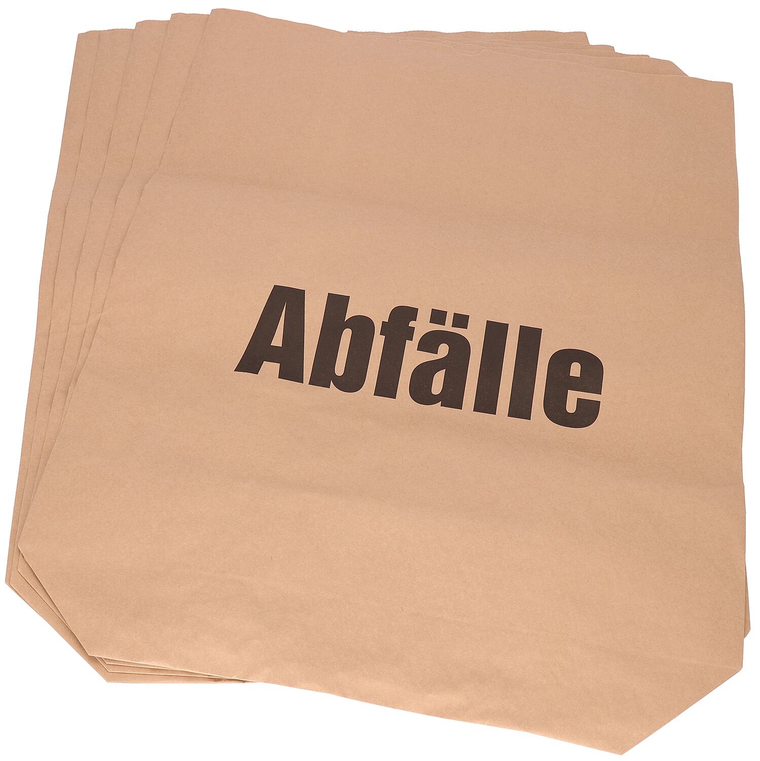 Papiersäcke braun 120 l, Kraftsackpapier nassfest Aufdruck: "ABFÄLLE", VPE 25 Stück