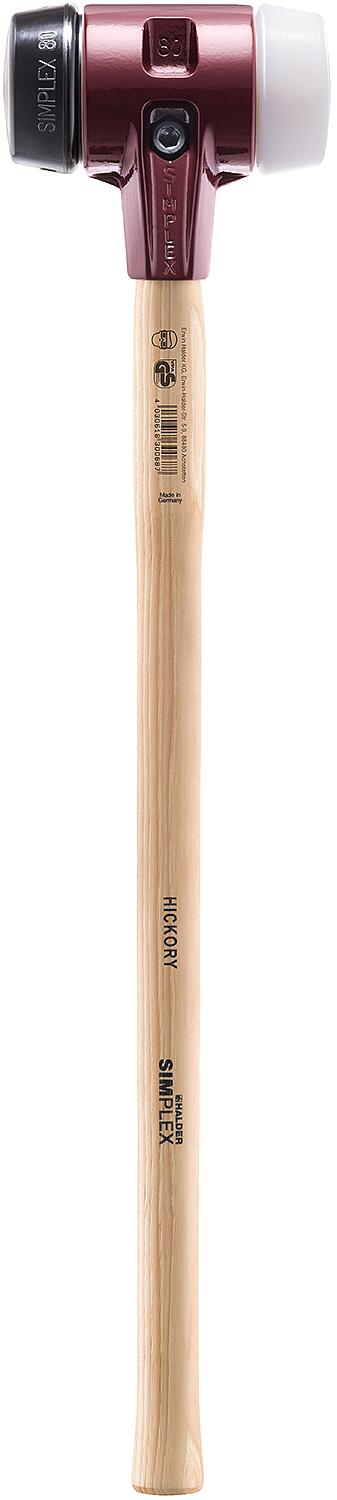 SIMPLEX-Vorschlaghammer HALDER® mit Tempergussgehäuse und Hickorystiel, Superplastik/Gummikomposition, Ø 80 mm