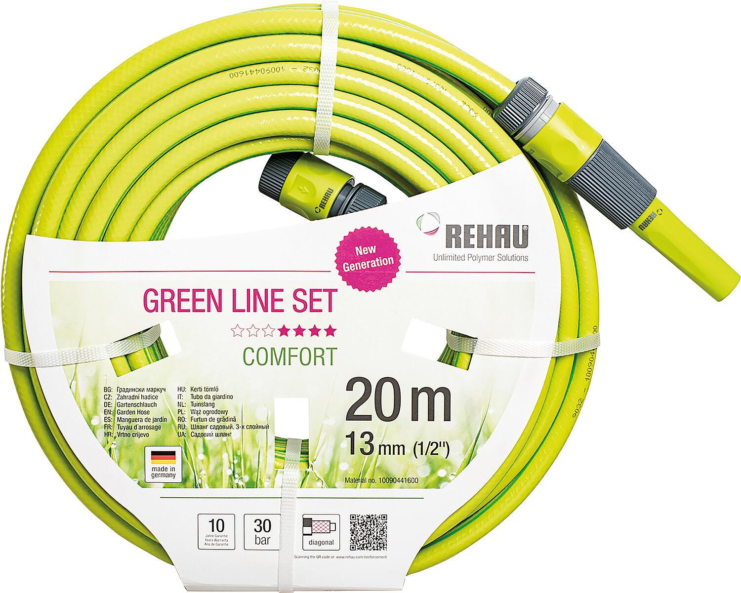 Wasserschlauch-Set Green Line 13 mm 1/2" 20m mit Armaturen