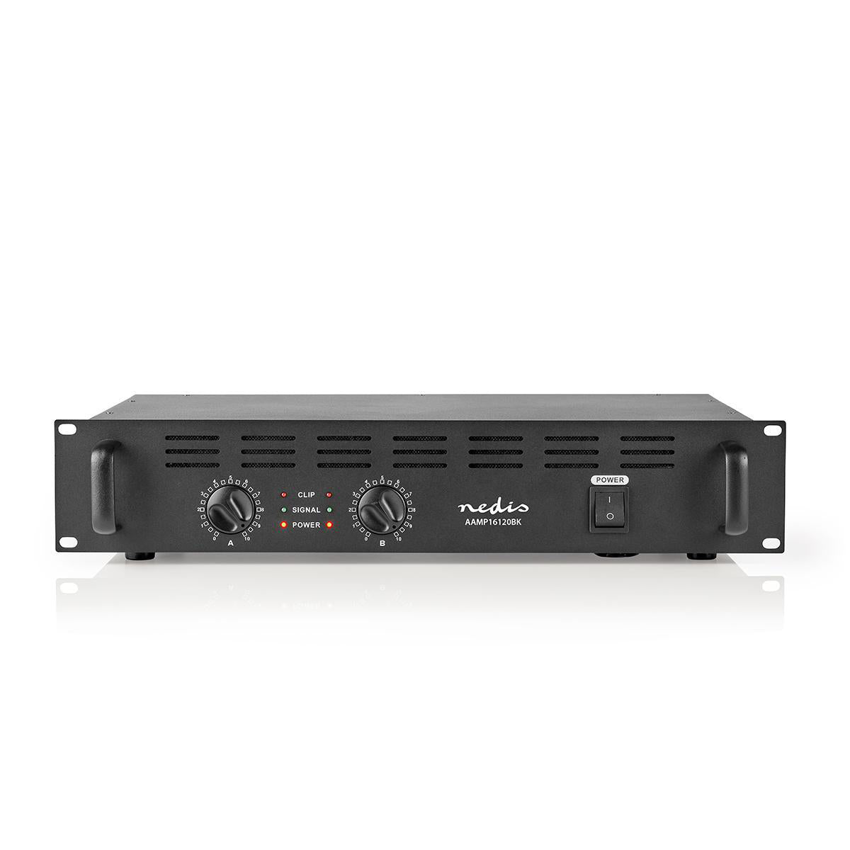 PA-Verstärker | RMS-Ausgang: 2x 100 W @ 8 Ohm / 2x 150 W @ 4 Ohm | 2 Kanäle | 2U | 19" Rack montierbar | Metall | Schwarz