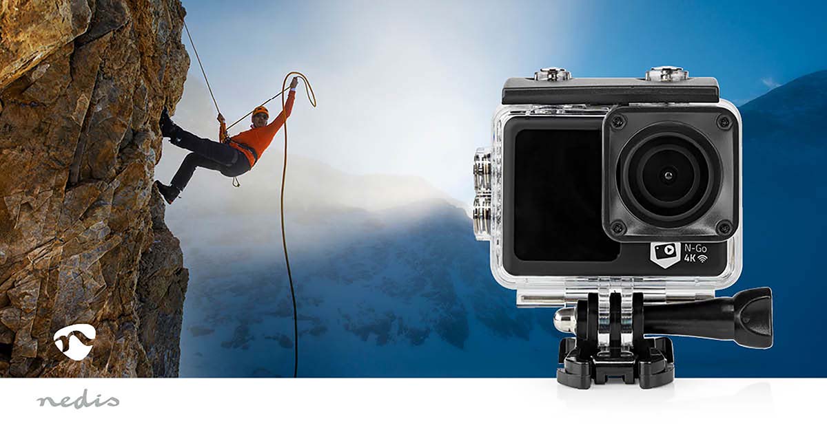 Action Cam | 4K@30fps | 16 MPixel | Wasserdicht bis: 30.0 m | 90 min | Wi-Fi | App erhältlich für: Android™ / IOS | Inkl. halterung | Schwarz