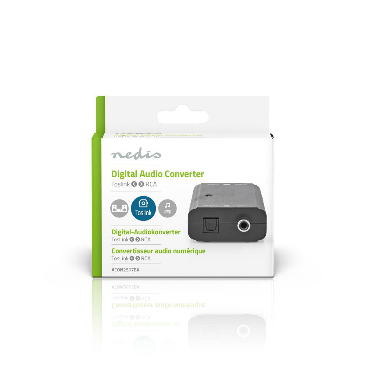 Digital Audio Converter | 2-Weg | Anschlüsse – Eingang: 1x S / PDIF (RCA) Buchse / 1x TosLink Buchse | Anschlüsse – Ausgang: 1x S / PDIF (RCA) Buchse / 1x TosLink Buchse | ARC | Handbuch | Schwarz