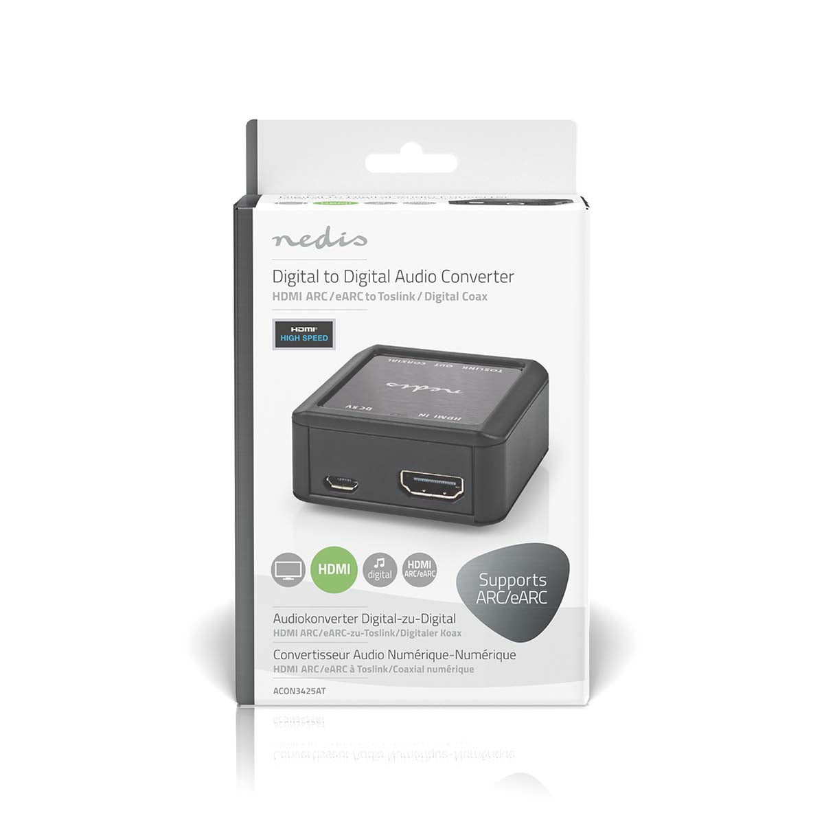 Digital Audio Converter | 1-Weg | Anschlüsse – Eingang: DC Power / HDMI™ Eingang | Anschlüsse – Ausgang: 1x Coax Audio / 1x TosLink Buchse | Automatisch | Anthrazit