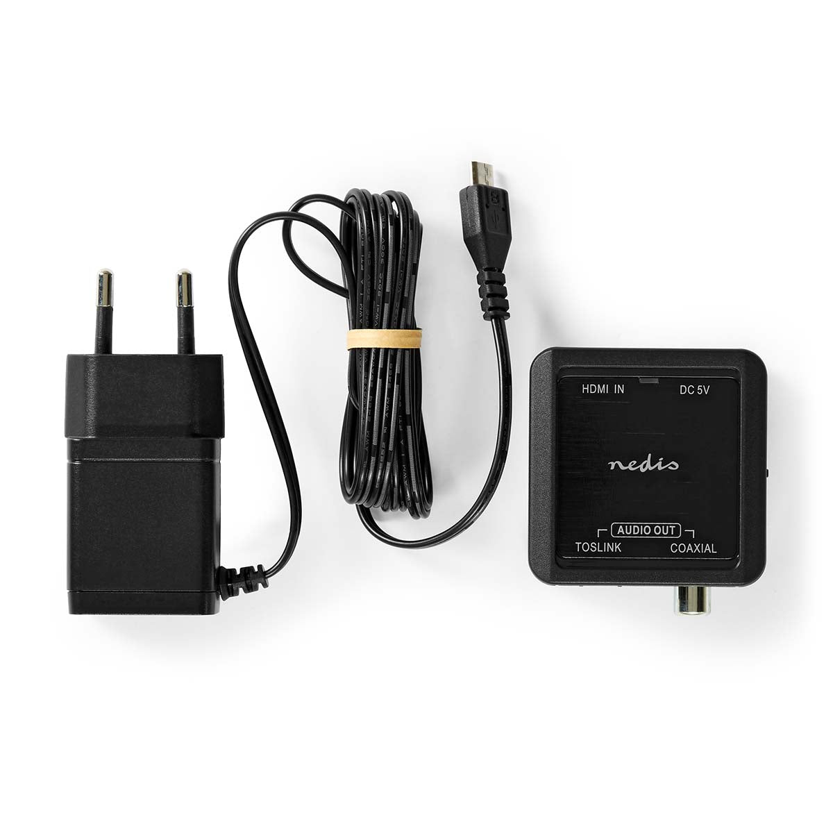 Digital Audio Converter | 1-Weg | Anschlüsse – Eingang: DC Power / HDMI™ Eingang | Anschlüsse – Ausgang: 1x Coax Audio / 1x TosLink Buchse | Automatisch | Anthrazit