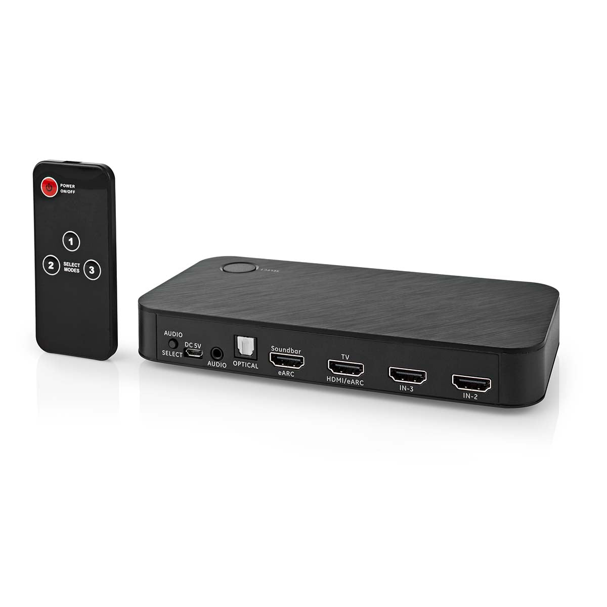 Digital Audio Converter | 2-Weg | Anschlüsse – Eingang: DC Power / 3x HDMI™ Eingang | Anschlüsse – Ausgang: 1x 3.5 mm / 1x TosLink / 2x HDMI™ Ausgang | Automatisch / Druckknopf | Anthrazit